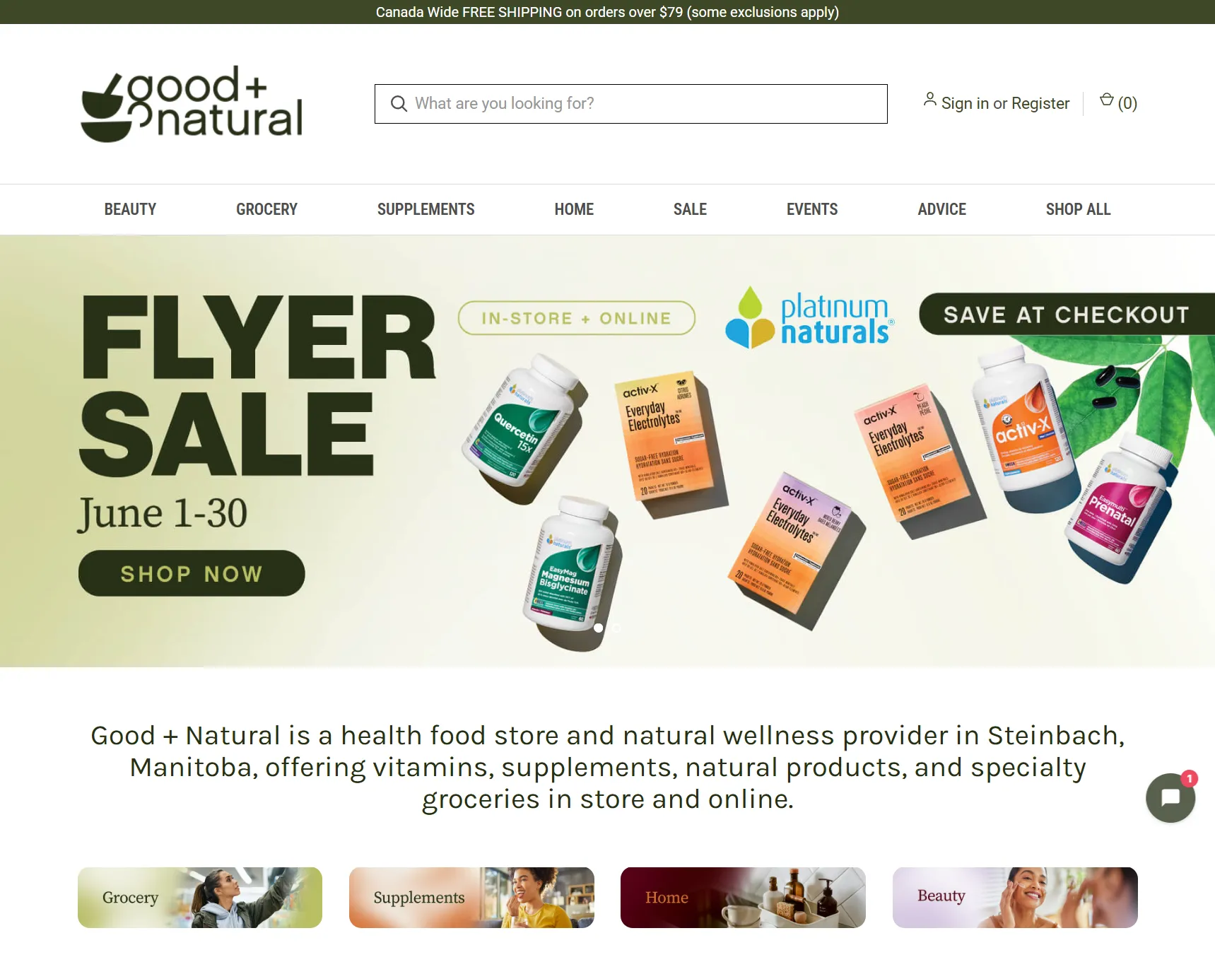 Good + Natural website