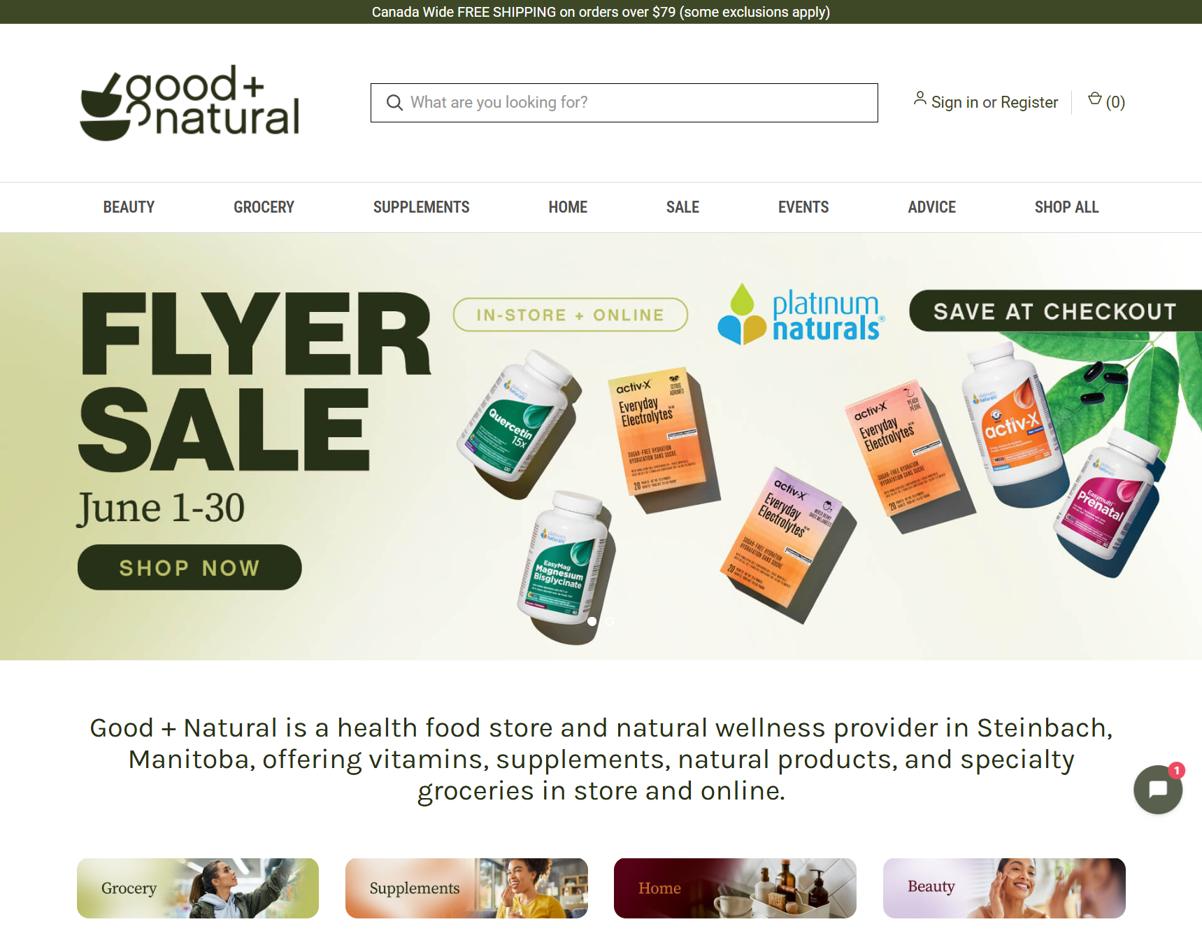 Good + Natural website