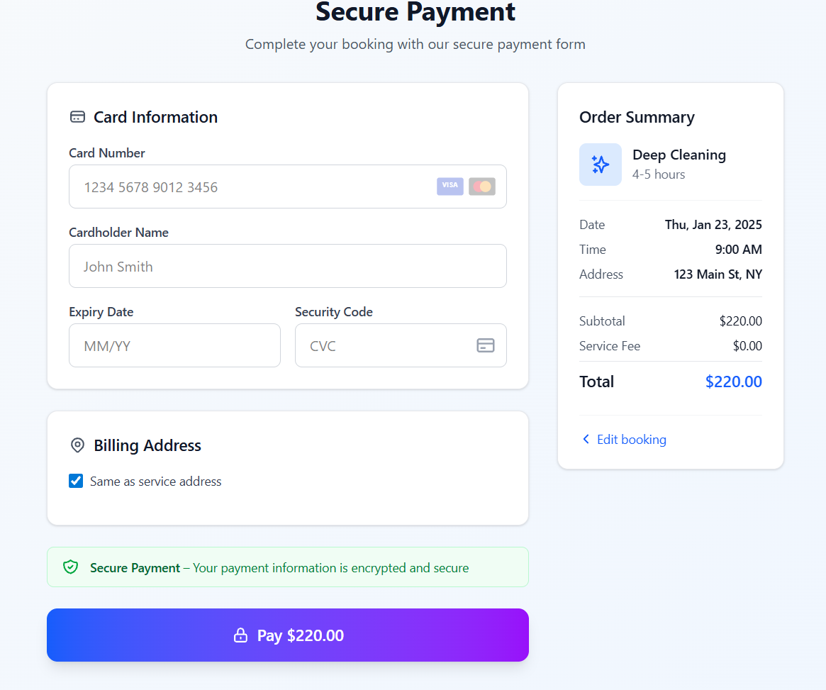 Secure payment checkout